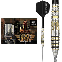 Harith Lim Hot Shot G1 Steel Tip Darts 90% Tungsten — dart, barrel detail and packaging