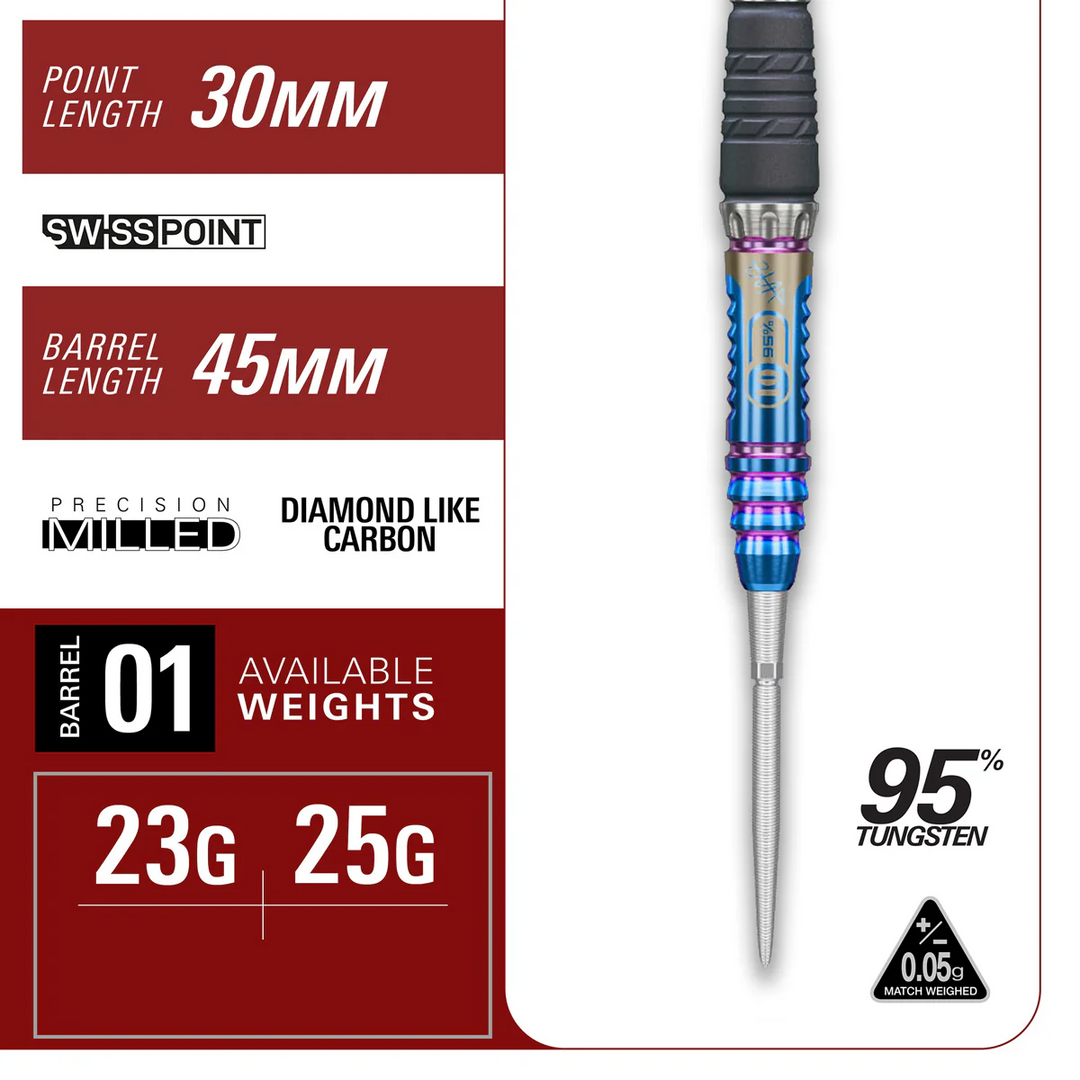 Target Japan Haruki Muramatsu G10 Rising Sun Steel Tip Darts 95% Tungsten — barrel specification chart