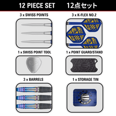 Target Japan Haruki Muramatsu G10 Rising Sun Steel Tip Darts 95% Tungsten — set contents diagram