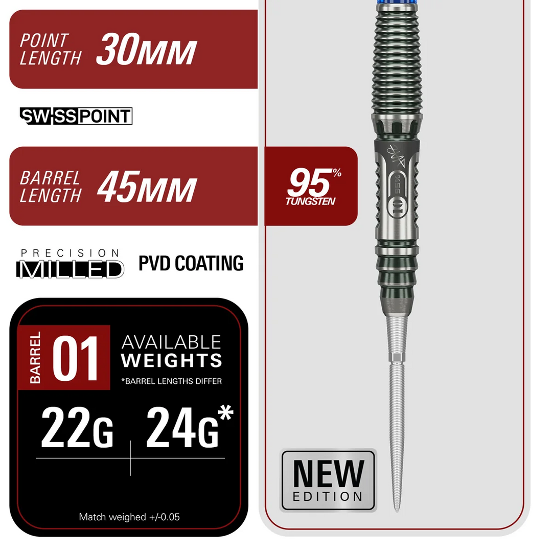 Target Japan Haruki Muramatsu Rising Sun G10.5 Steel Tip Darts 95% Tungsten — barrel specification chart
