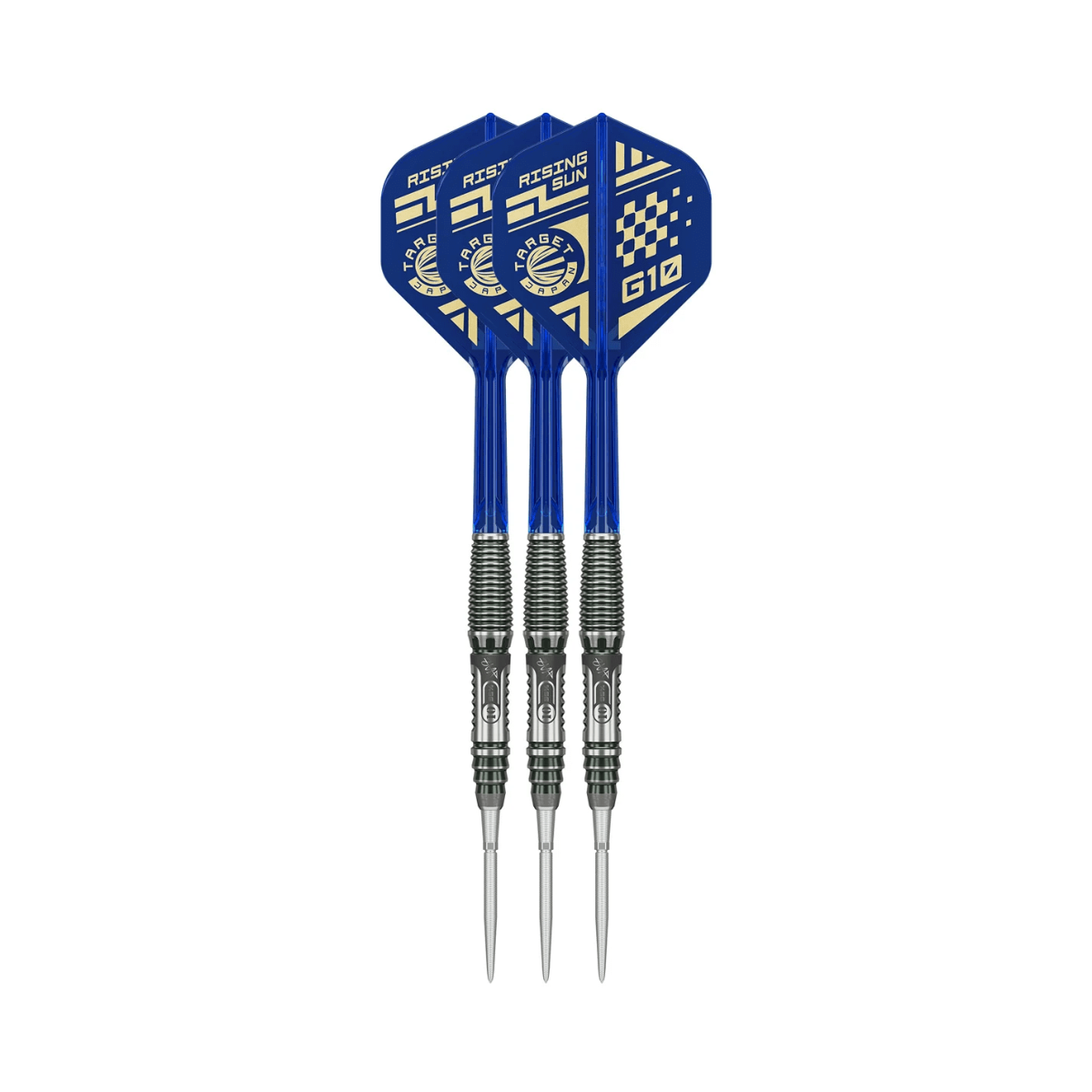 Haruki Muramatsu Rising Sun G10.5 Steel Tip Darts - 95% Tungsten — three barrel close-ups