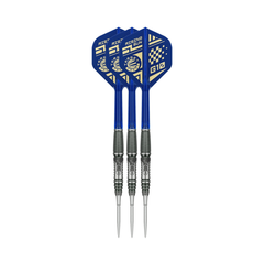 Target Japan Haruki Muramatsu Rising Sun G10.5 24g steel-tip darts, three assembled darts with flights, shafts and points on a white background.