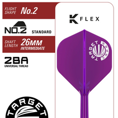 Kasumi Sato Endeavour G3 Steel Tip Darts – purple K-Flex No.2 flight and shaft specification diagram