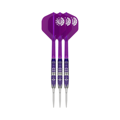 Target Japan Kasumi Sato Endeavour G3 24g steel-tip darts, three assembled darts with flights, shafts and points on a white background.