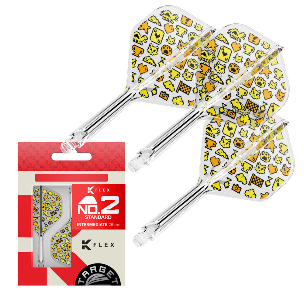Official Target Japan Mayo K-Flex No.2 Standard set of three integrated flights and shafts with packaging.