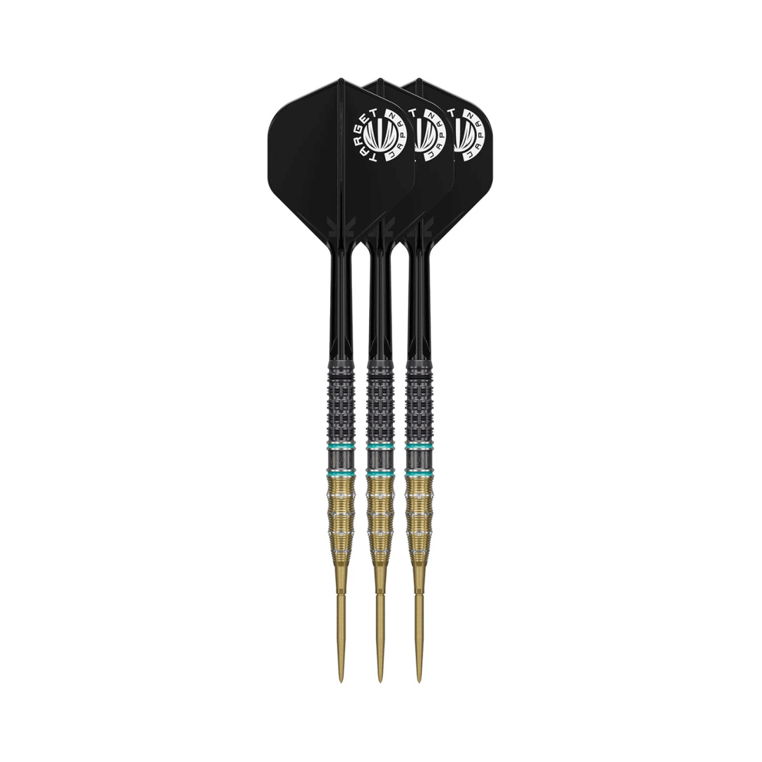 Target Japan Mikuru Suzuki G7.5 24g steel-tip darts, three assembled darts with flights, shafts and points on a white background.