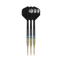 Target Japan Mikuru Suzuki G7.5 24g steel-tip darts, three assembled darts with flights, shafts and points on a white background.