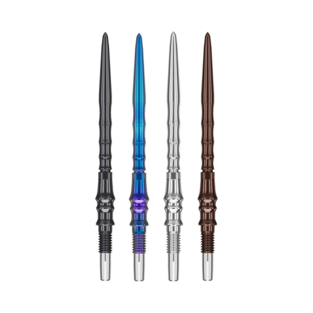 Target Japan Premium Swiss Points - black, blue, silver, silica colour options, one of each shown; matching-colour packs sold separately
