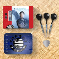 Target Japan Sereno G2 Steel Tip Darts 90% Tungsten — set contents and packaging