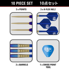 Target Japan Zenith G2 Steel Tip Darts 90% Tungsten — set contents diagram