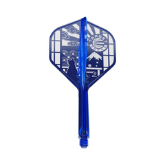 Target Limited Edition Blue No.2 integrated flight and shaft, one blue and white Japanese scene design shown on white.
