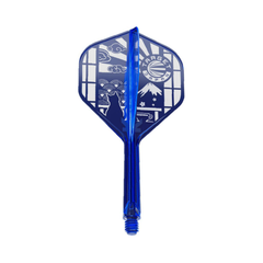 Target Limited Edition Blue No.2 integrated flight and shaft, one blue and white Japanese scene design shown on white.