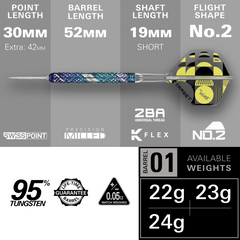 Target Luke Littler Edge SP Steel Tip Darts 95% Tungsten — dart specification chart