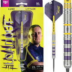 Target Luke Littler Loadout Steel Tip Darts 90% Tungsten — dart, barrel detail and packaging