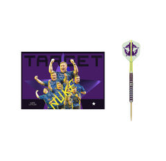 Target Luke Littler World Champion Steel Tip Darts 90% Tungsten — dart and packaging