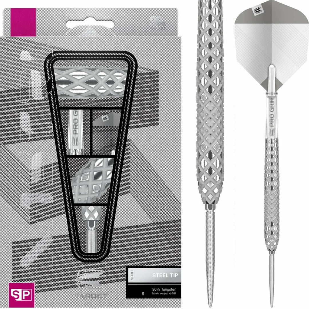 Target Nastri Model 04 90% Tungsten Darts — dart, barrel detail and packaging
