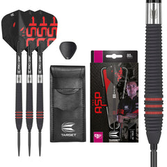 Target ASP Black Steel Tip Darts 80% Tungsten — set contents and packaging