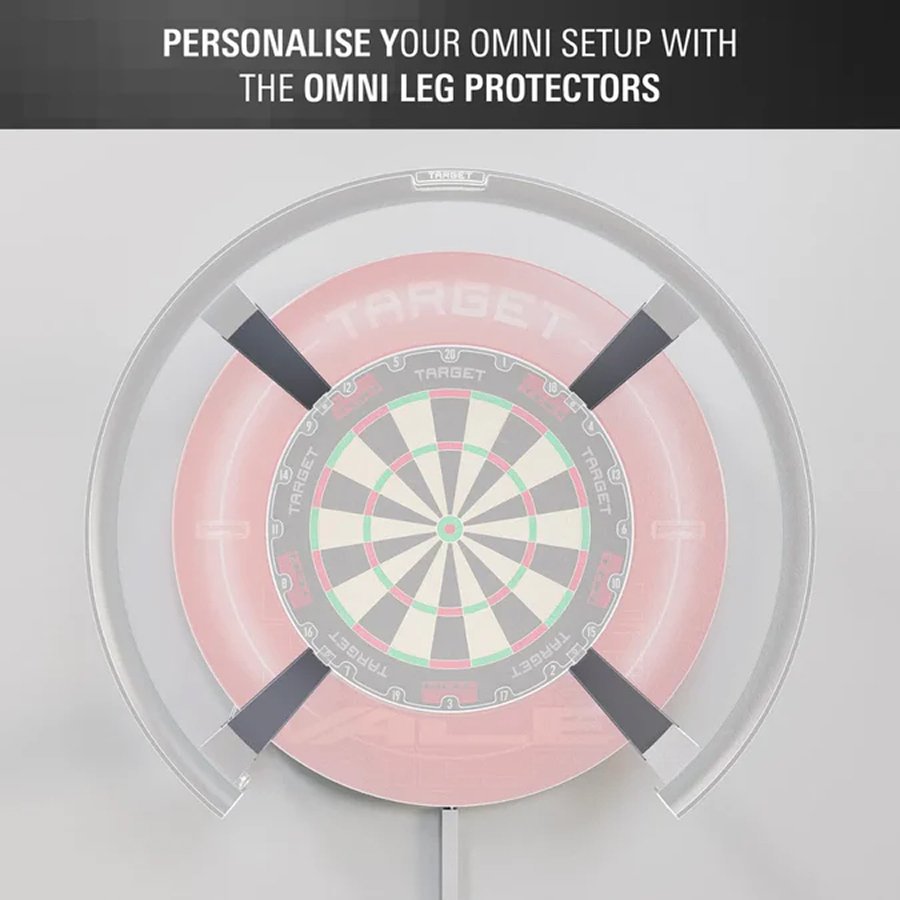 Omni Leg and Camera Protectors — protectors fitted to an automatic dart scoring setup