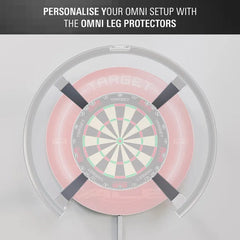 Omni Leg and Camera Protectors — protectors fitted to an automatic dart scoring setup