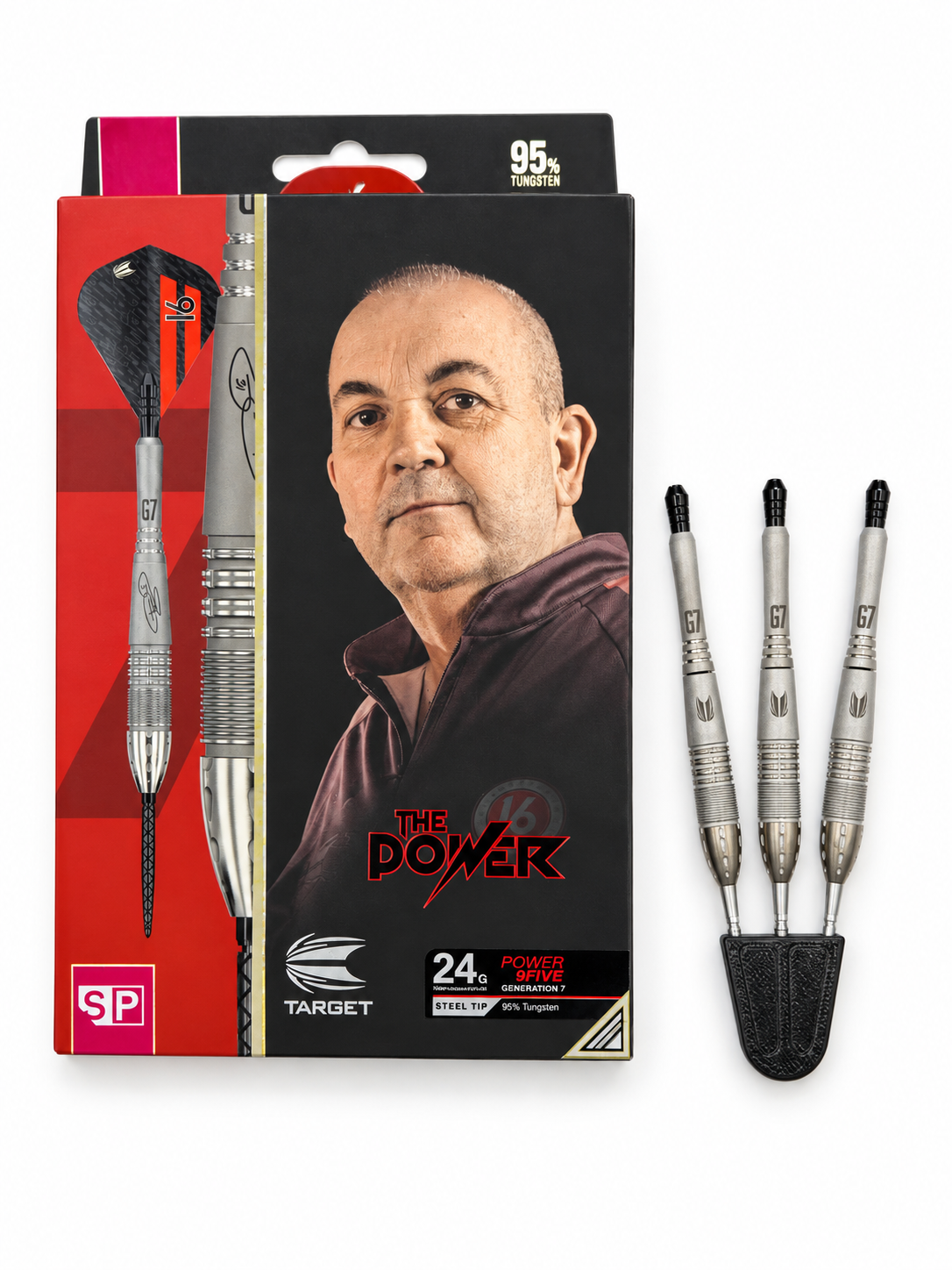 Target Phil Taylor G7 SP 95% Tungsten Steel Tip Darts - Used / Trade-In — three barrel close-ups