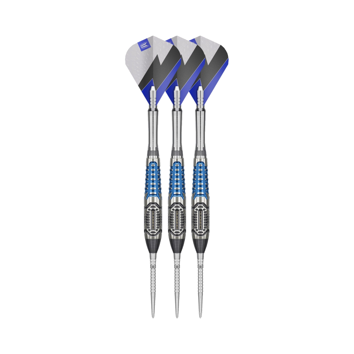 Phil Taylor Power Chrono Steel Tip Darts - 95% Tungsten — three barrel close-ups