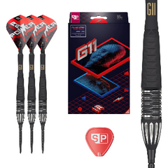 Target Phil Taylor Raw Power G11 Steel Tip Darts 95% Tungsten — set contents and packaging