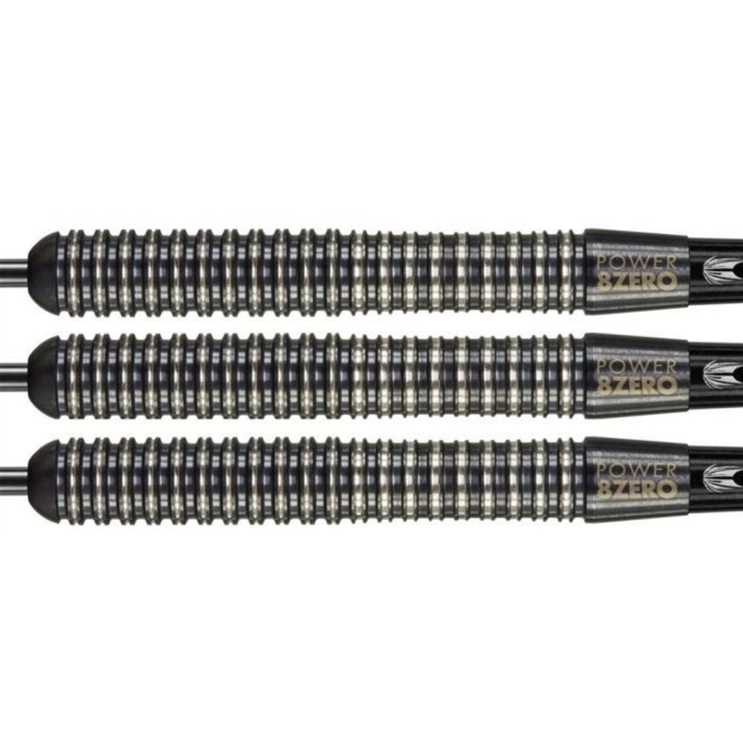 Target Power 8Zero S1 Steel Tip Darts 80% Tungsten — three dart barrels