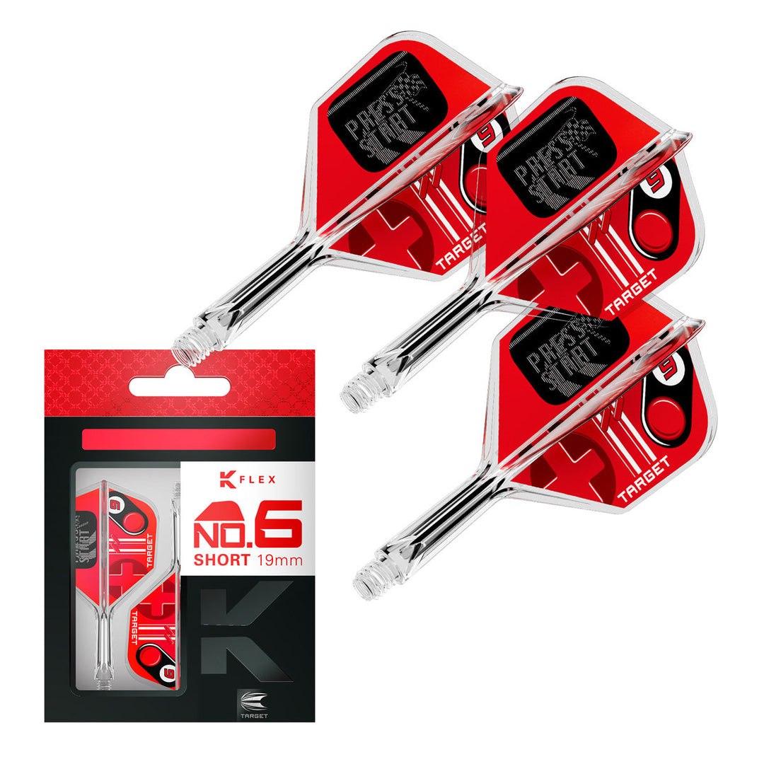 Target Press Start K Flex No.6 — red flights and shafts with packaging