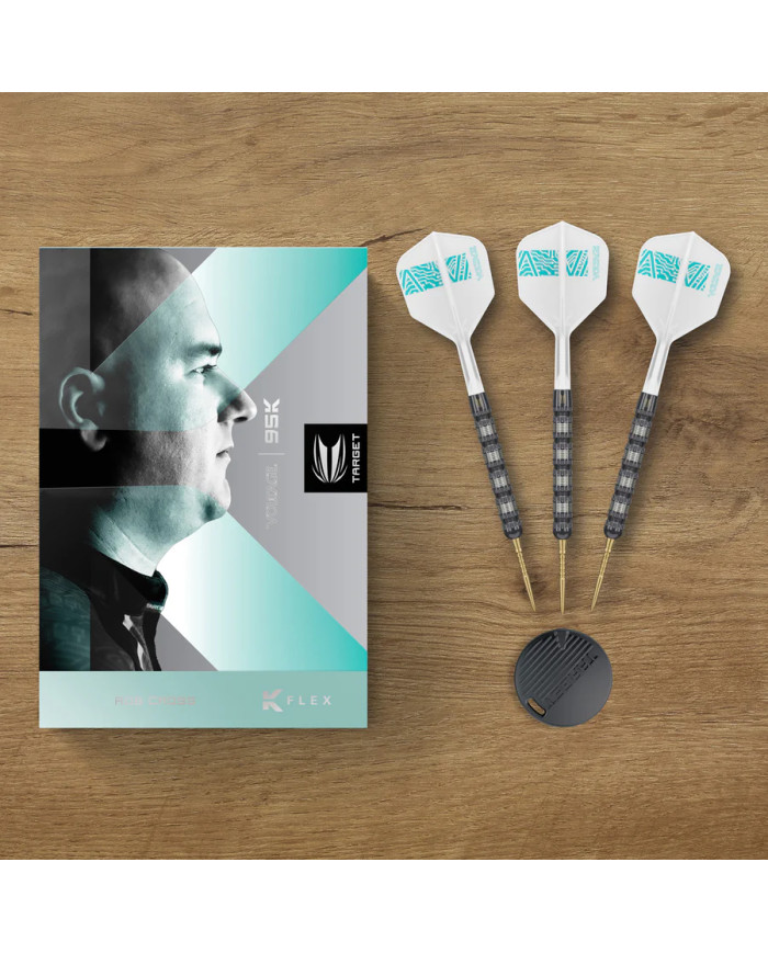 Target Rob Cross 95K Steel Tip Darts 95% Tungsten — set contents and packaging