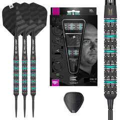 Target Rob Cross Black Steel Tip Darts 90% Tungsten — set contents and packaging