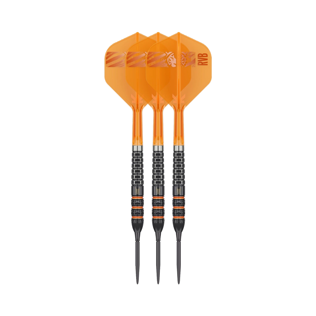RVB 95K Steel Tip Darts - 95% Tungsten — three barrel close-ups