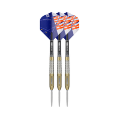 Target RVB Chrono steel-tip darts, three assembled darts with flights, shafts and points on a white background.