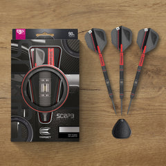 Target Scope 01 Steel Tip Darts 90% Tungsten — set contents and packaging