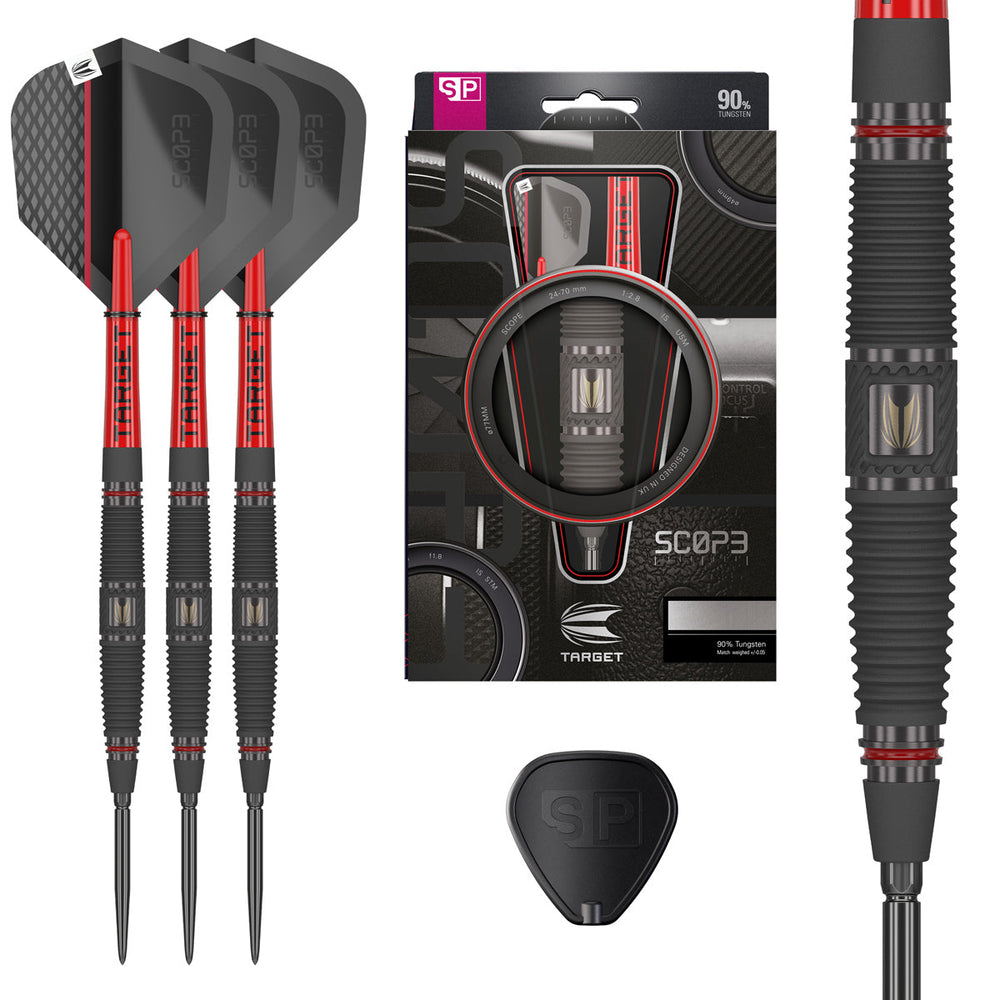 Target Scope 04 Steel Tip Darts 90% Tungsten — set contents and packaging