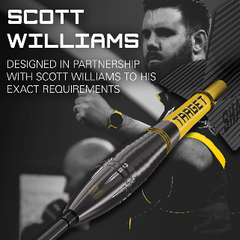 Target Scott Williams Black Steel Tip Darts 90% Tungsten — player promotion graphic