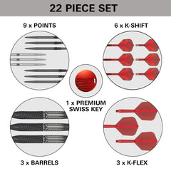 Target Shift Steel Tip Darts - 90% Tungsten – included darts and accessories
