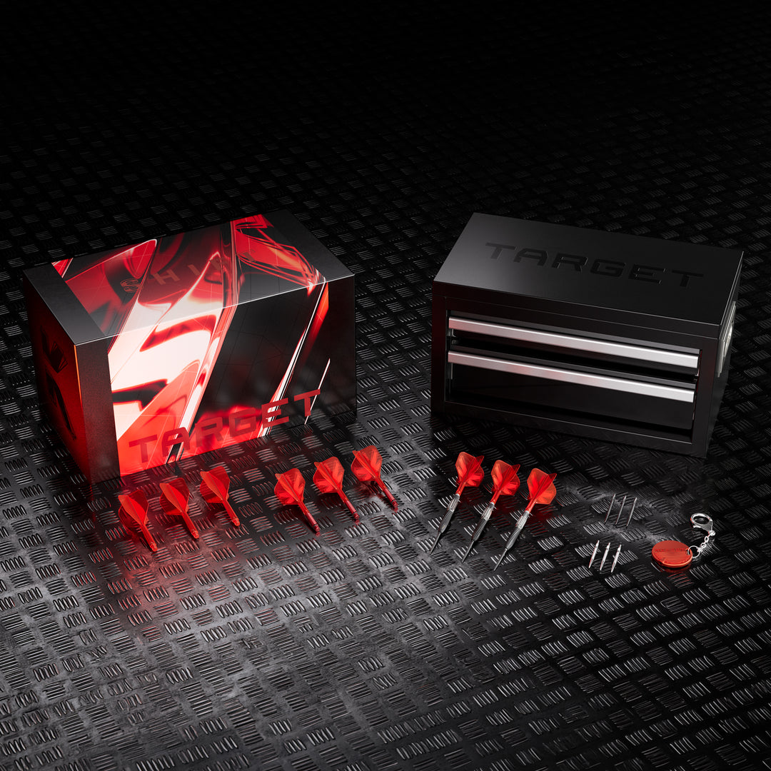 Target Shift Steel Tip Darts - 90% Tungsten – presentation box and darts