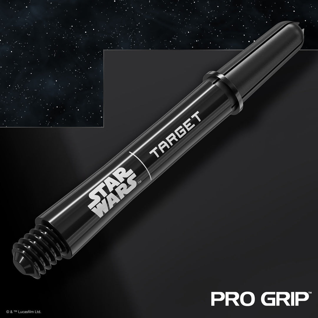 Target Star Wars Black Pro Grip nylon dart shafts diagonal view