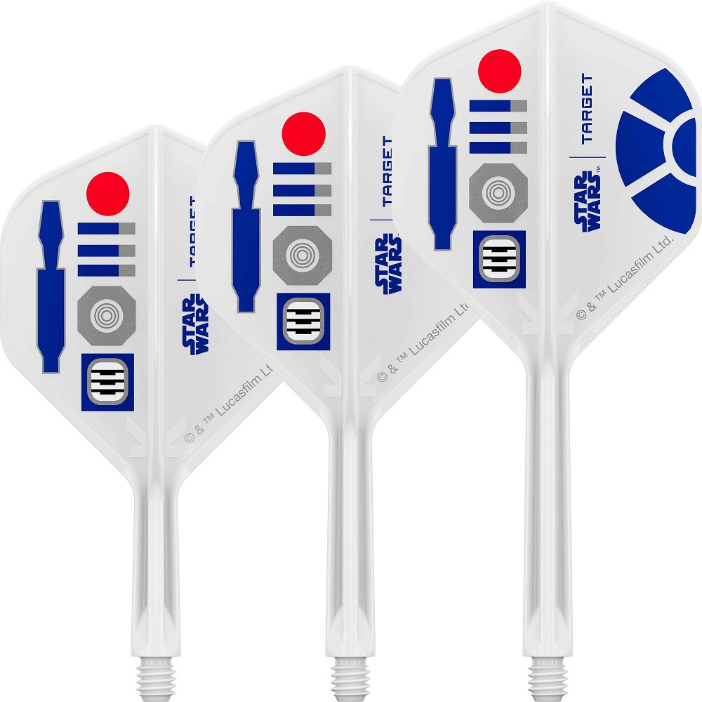 Target Star Wars R2-D2 K-Flex No.2 — three white integrated flights and shafts with R2-D2 graphics