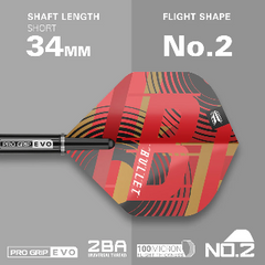 Target Stephen Bunting G5 Steel Tip Darts 95% Tungsten — flight shape and shaft length diagram