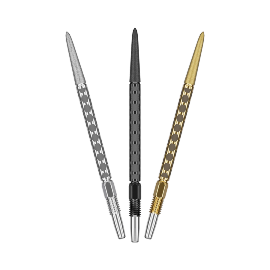 Target Swiss FLT Points - silver, gold, black colour options, one of each shown; matching-colour packs sold separately