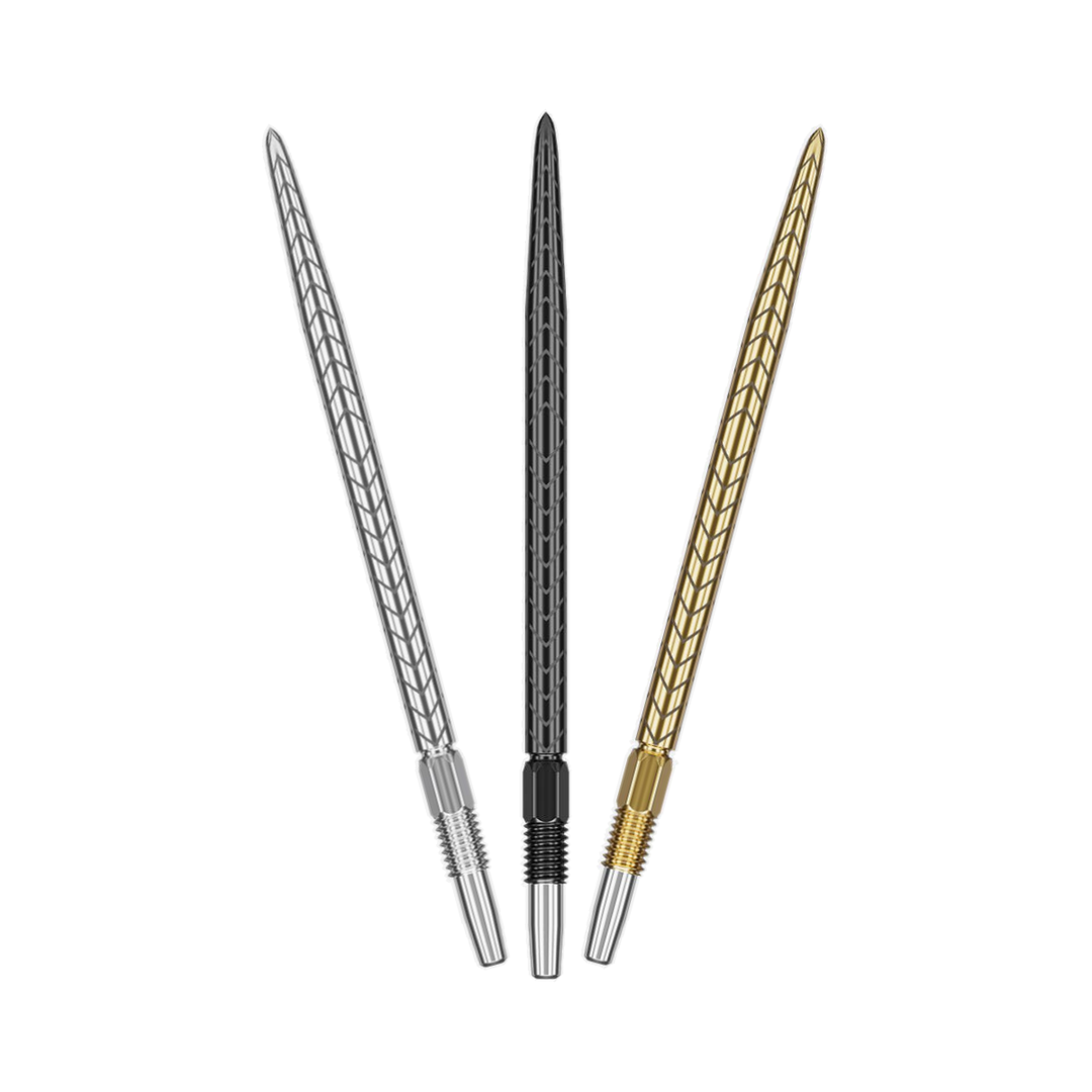 Target Swiss RVE Points - gold, silver, black colour options, one of each shown; matching-colour packs sold separately
