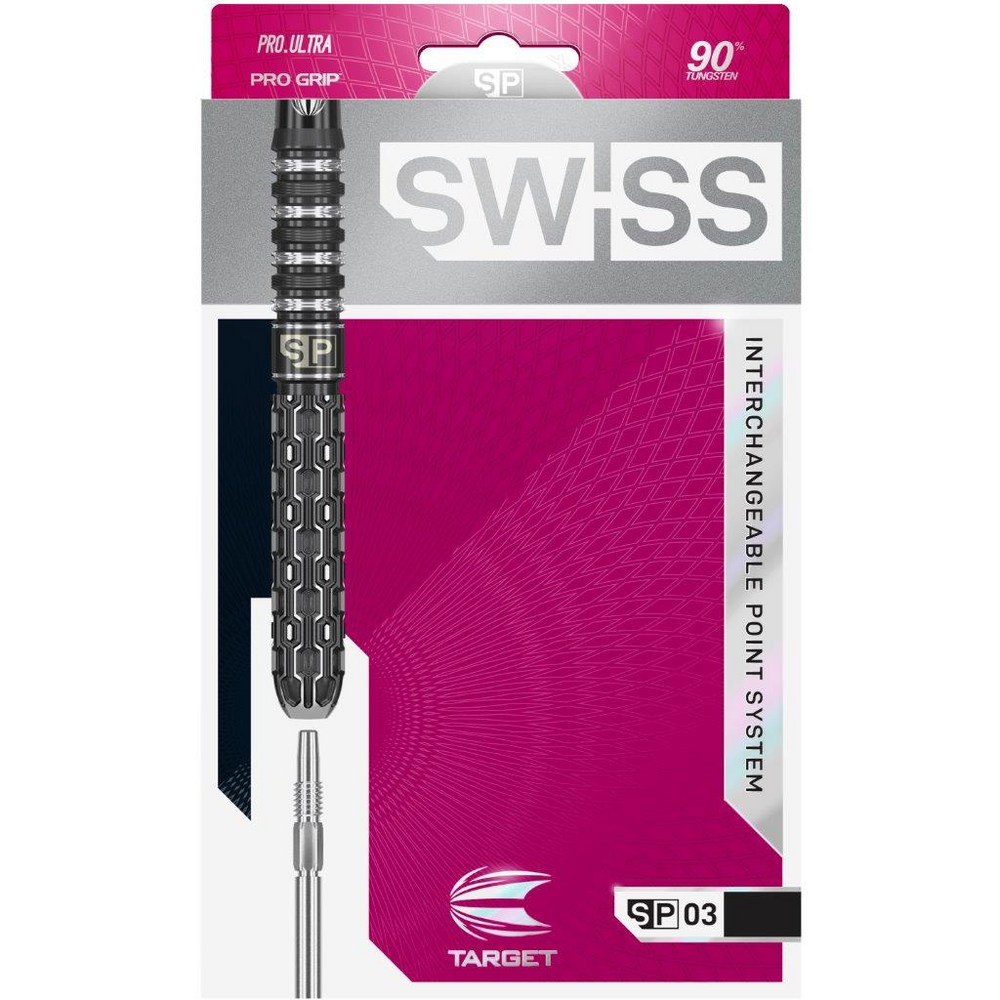 Target Swiss Steel Tip Darts 90% Tungsten — dart and packaging