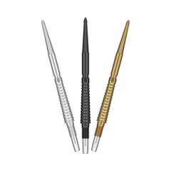 Target Swiss Storm LNC Steel Tip Points - black, silver, gold colour options, one of each shown; matching-colour packs sold separately