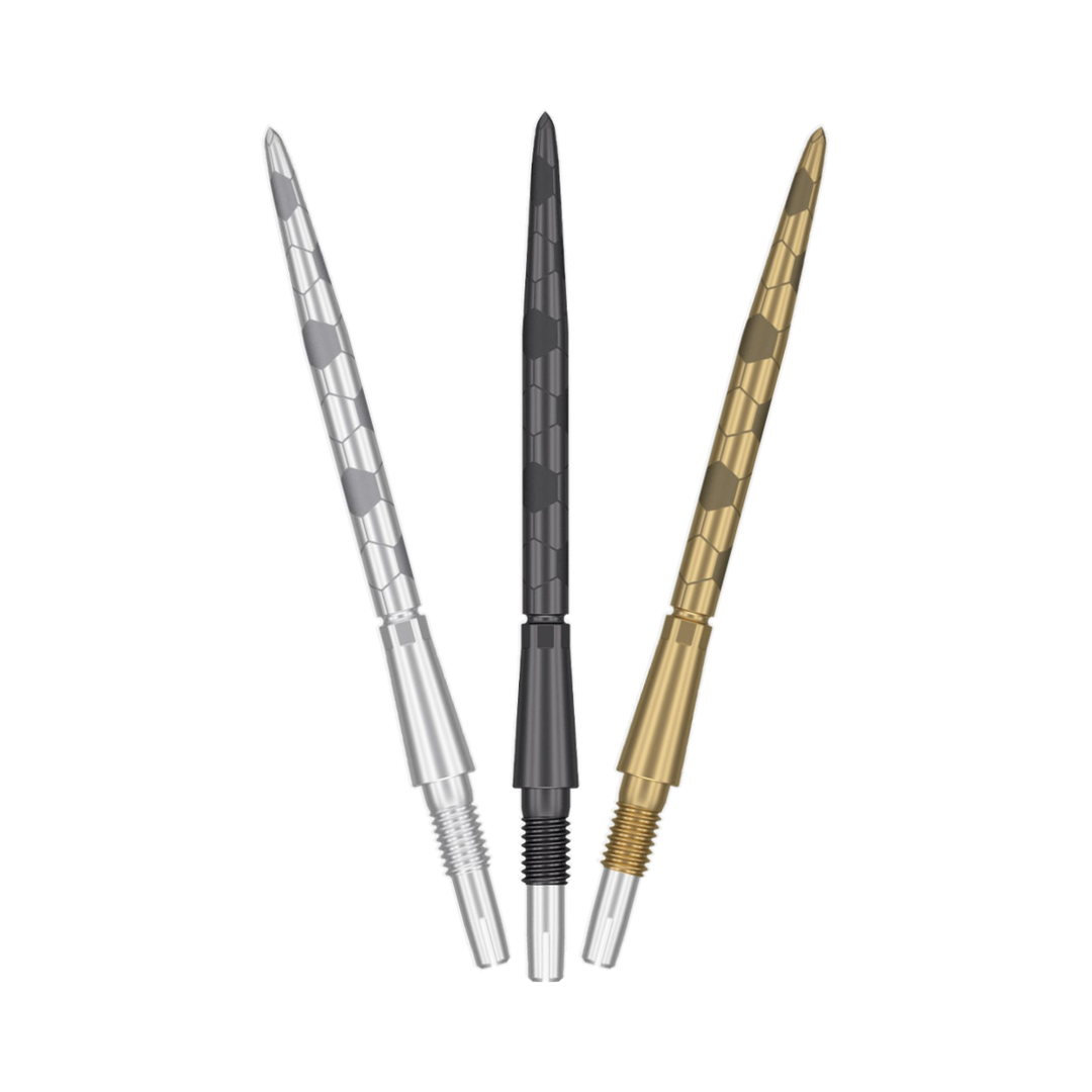Target Swiss Storm Onyx Points - black, gold, silver colour options, one of each shown; matching-colour packs sold separately