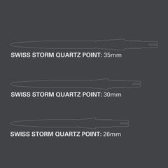 Swiss Storm Quartz Steel Tip Points – 26 mm, 30 mm and 35 mm point length comparison