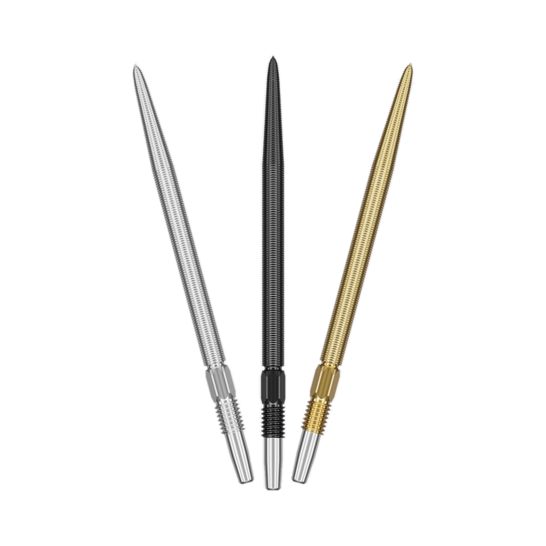 Target Swiss Nano Points - gold, silver, black colour options, one of each shown; matching-colour packs sold separately
