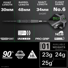 Tie Fighter Steel Tip Darts – dart and component specification chart
