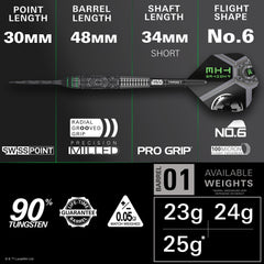 Target Tie Fighter Steel Tip Darts 90% Tungsten — dart and barrel dimensions chart