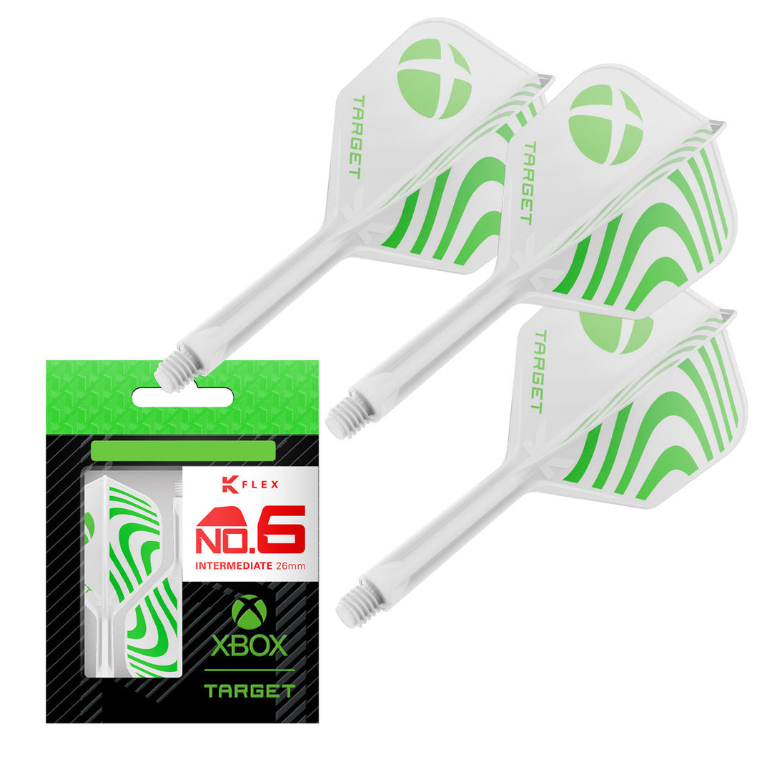 Target XBOX No.6 K Flex — white flights and shafts with packaging
